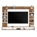 Steven Wall Mount TV Unit with Storage Shelves Modern TV Panel Stand Showcase for up to 43 Inch Media Console Cabinet Exotic Teak & White - left_view