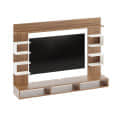Steven Wall Mount TV Unit with Storage Shelves Modern TV Panel Stand Showcase for up to 43 Inch Media Console Cabinet Exotic Teak & White - right_view