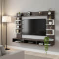 Steven Wall Mount TV Unit with Storage Shelves Modern TV Panel Stand Showcase for up to 43 Inch Media Console Cabinet Wenge & White - front_view
