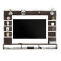 Steven Wall Mount TV Unit with Storage Shelves Modern TV Panel Stand Showcase for up to 43 Inch Media Console Cabinet Wenge & White - top_view