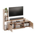 Turin Modern Engineered Wood TV Unit with Storage Cabinets Open Shelves & Side Display Rack | TV Stand for 32 to 55 Inch TV (Exotic Teak) - top_view