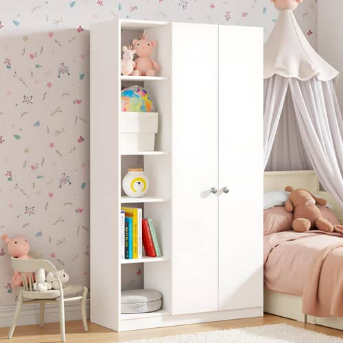 Elora Wardrobe for Kids Clothes/Toys/Books (White)