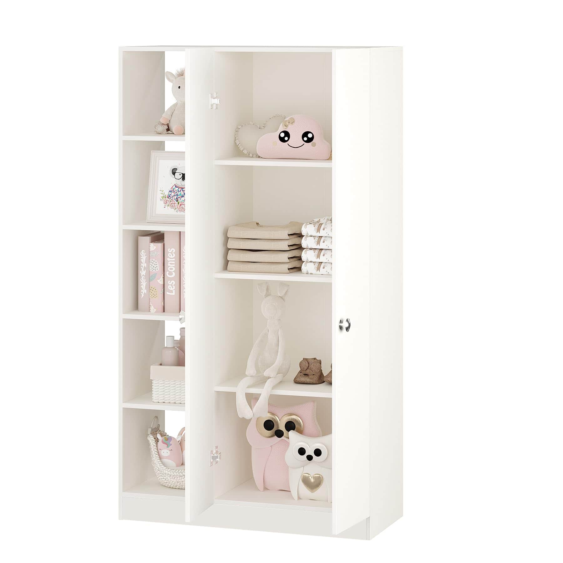 Elora Wardrobe for Kids Clothes/Toys/Books (White) - top_view