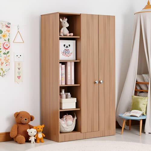Elora Wardrobe for Kids, Baby Almirah for Clothes, Baby Storage Organizer, Cupboard for Clothes, Kids Wardrobe for Clothes/Toys/Books (Exotic Teak)