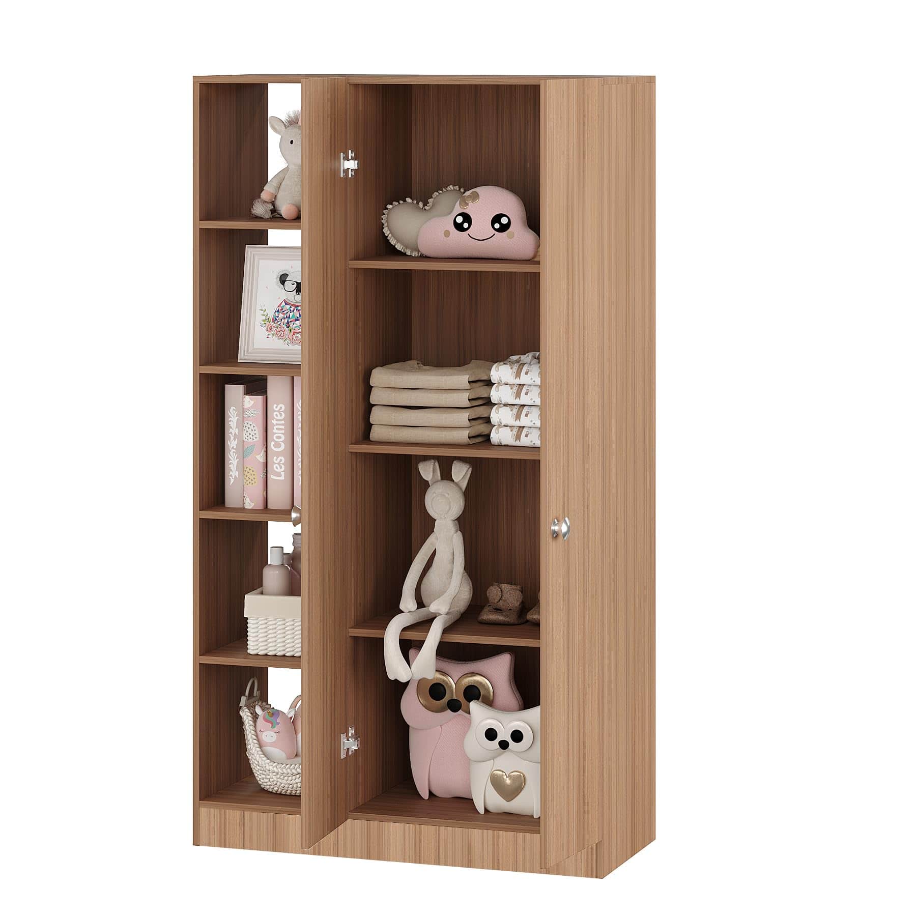 Elora Wardrobe for Kids, Baby Almirah for Clothes, Baby Storage Organizer, Cupboard for Clothes, Kids Wardrobe for Clothes/Toys/Books (Exotic Teak) - top_view