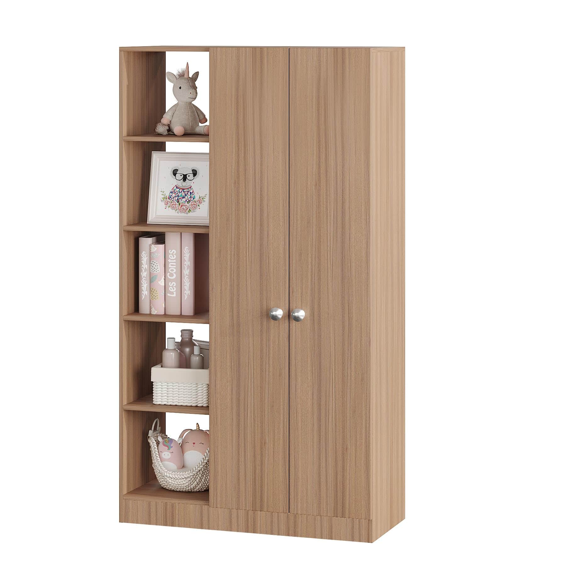 Elora Wardrobe for Kids, Baby Almirah for Clothes, Baby Storage Organizer, Cupboard for Clothes, Kids Wardrobe for Clothes/Toys/Books (Exotic Teak) - left_view