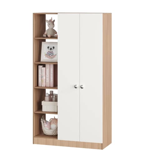 Elora Wardrobe for Kids for Clothes/Toys/Books (Exotic Teak & White)
