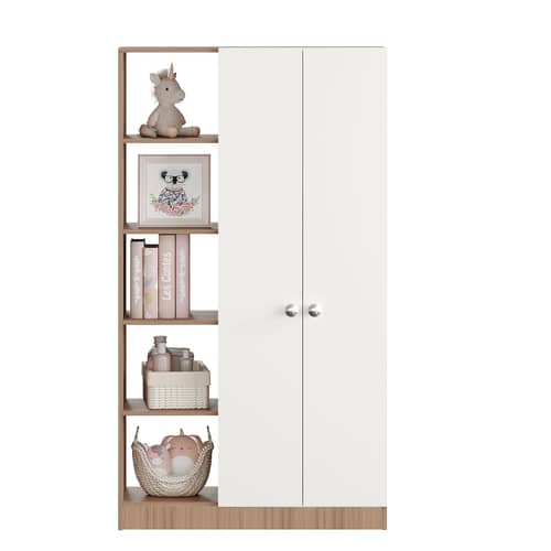 Elora Wardrobe for Kids for Clothes/Toys/Books (Exotic Teak & White)
