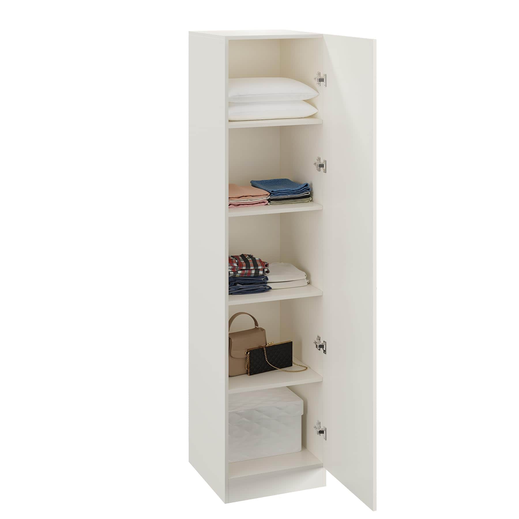 Fanciable Engineered Wood 1 Door Wardrobe Almirah for Clothes | White - top_view