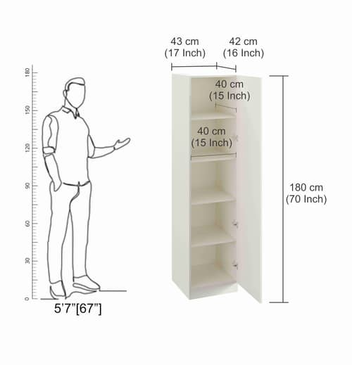 Fanciable Engineered Wood 1 Door Wardrobe Almirah for Clothes | White