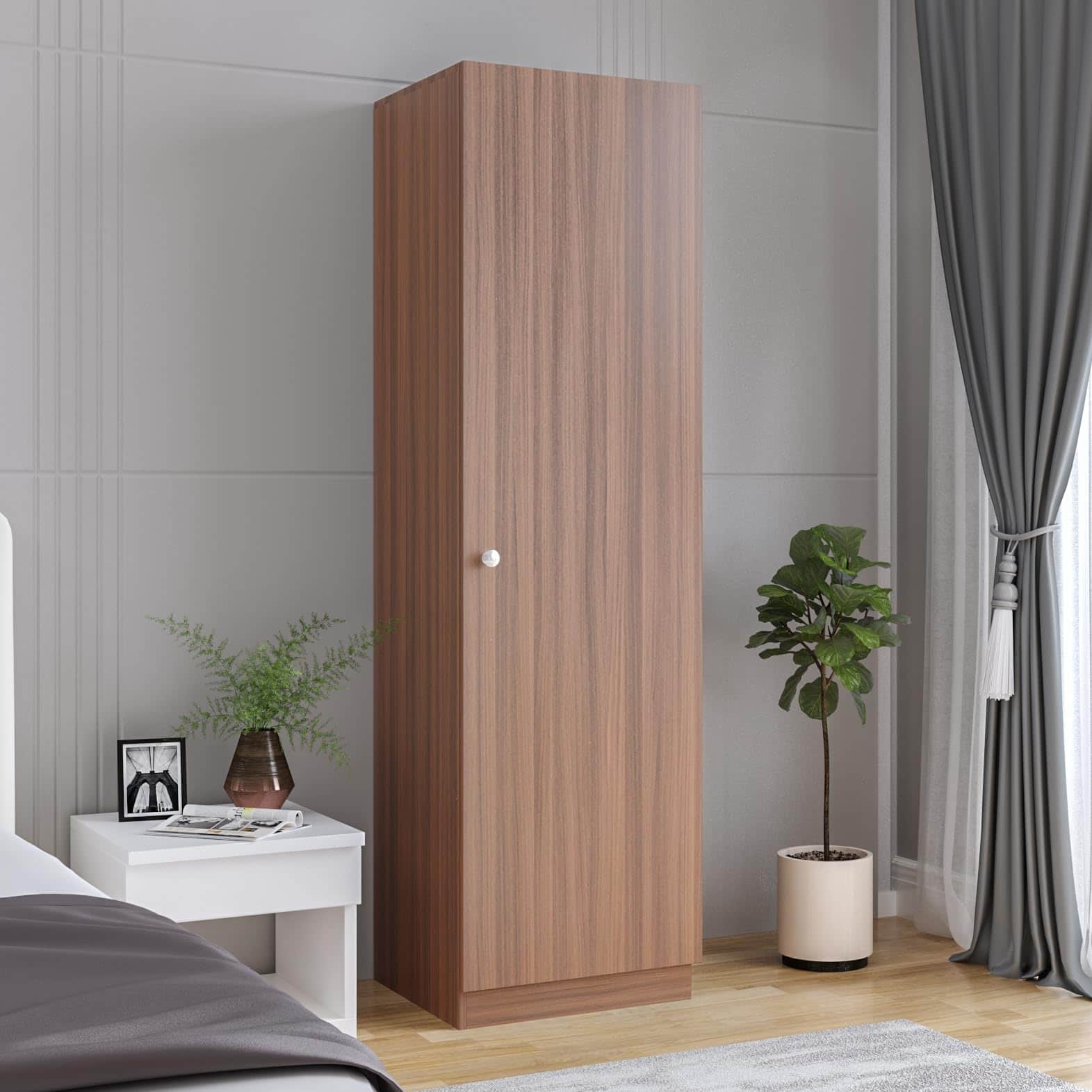 Fanciable Engineering Wood Wardrobe Almirah for Clothes with 1 Door (Exotic Teak) - front_view