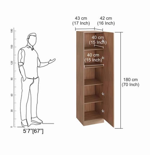 Fanciable Engineering Wood Wardrobe Almirah for Clothes with 1 Door (Exotic Teak)