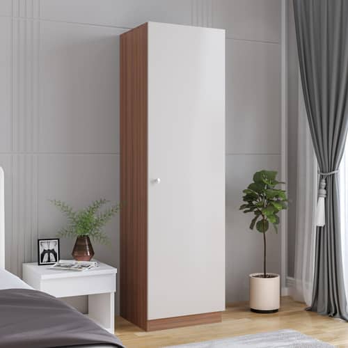 Fanciable Engineering Wood Wardrobe Almirah for Clothes with 1 Door (Exotic Teak & White)