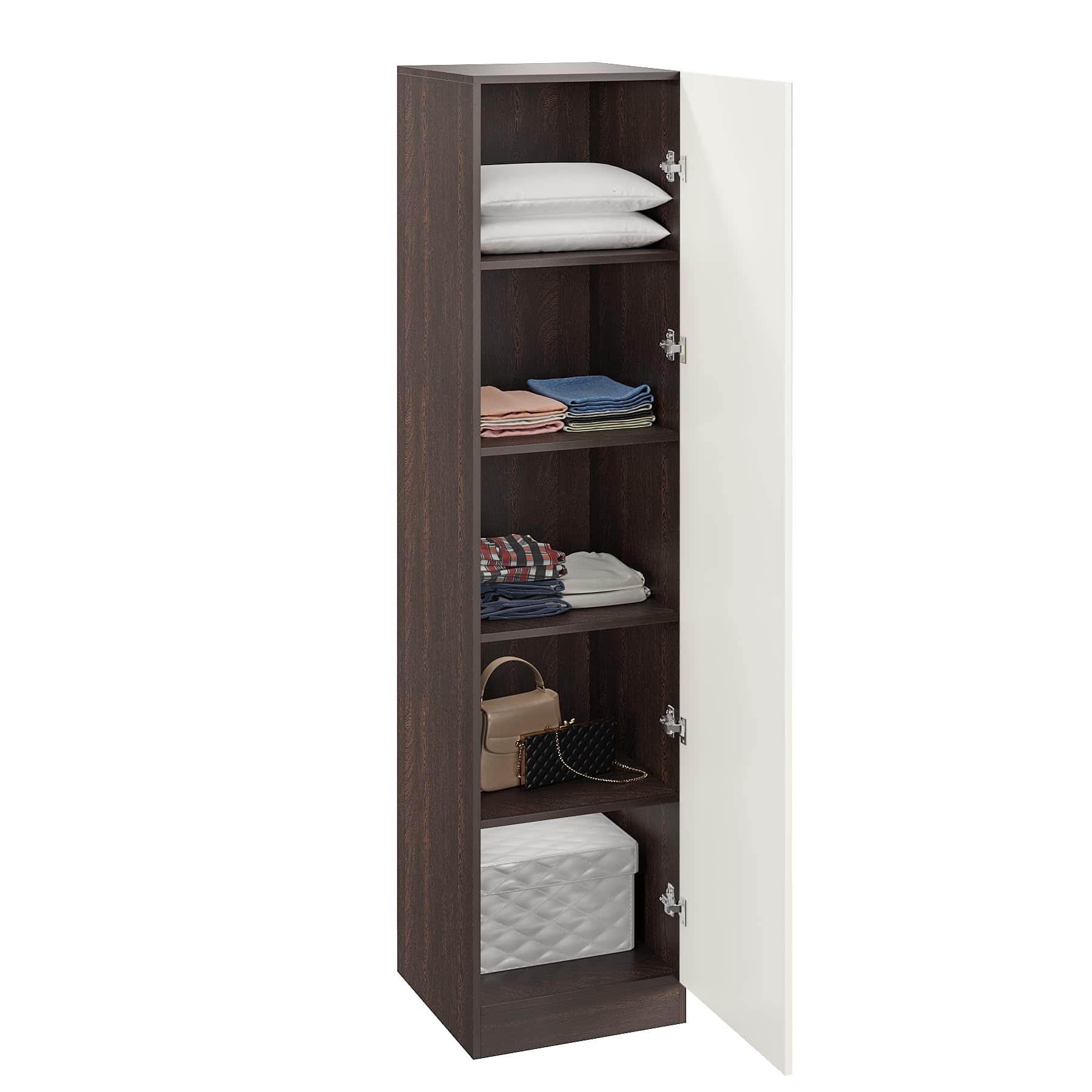 Fanciable Engineering Wood Wardrobe Almirah for Clothes with 1 Door | (Wenge & White) - top_view