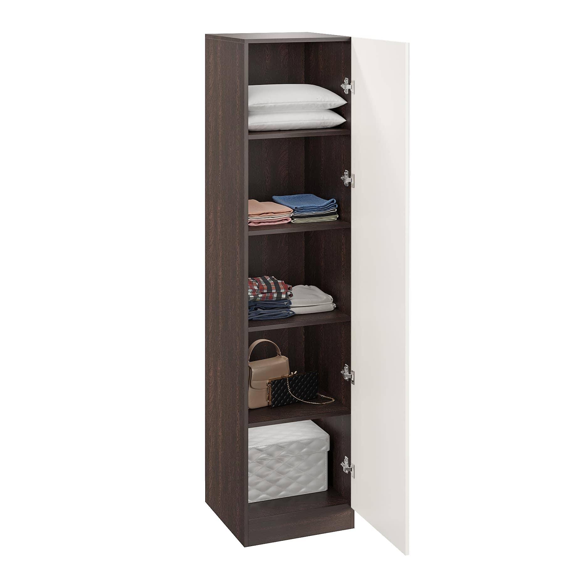 Fanciable Engineering Wood Wardrobe Almirah for Clothes with 1 Door | (Wenge & White)