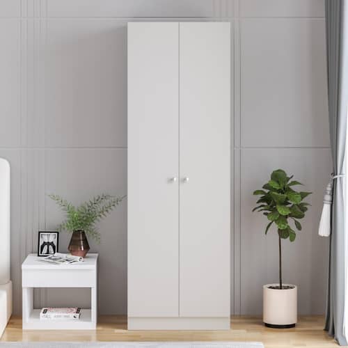 Fanciable Engineering Wood 2 Door Wardrobe Almirah for Clothes (White)