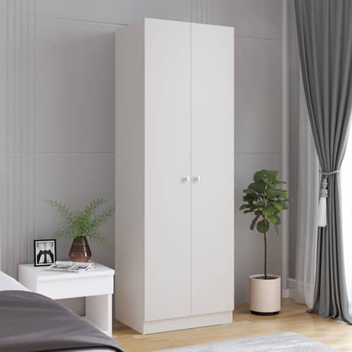 Fanciable Engineering Wood 2 Door Wardrobe Almirah for Clothes (White)