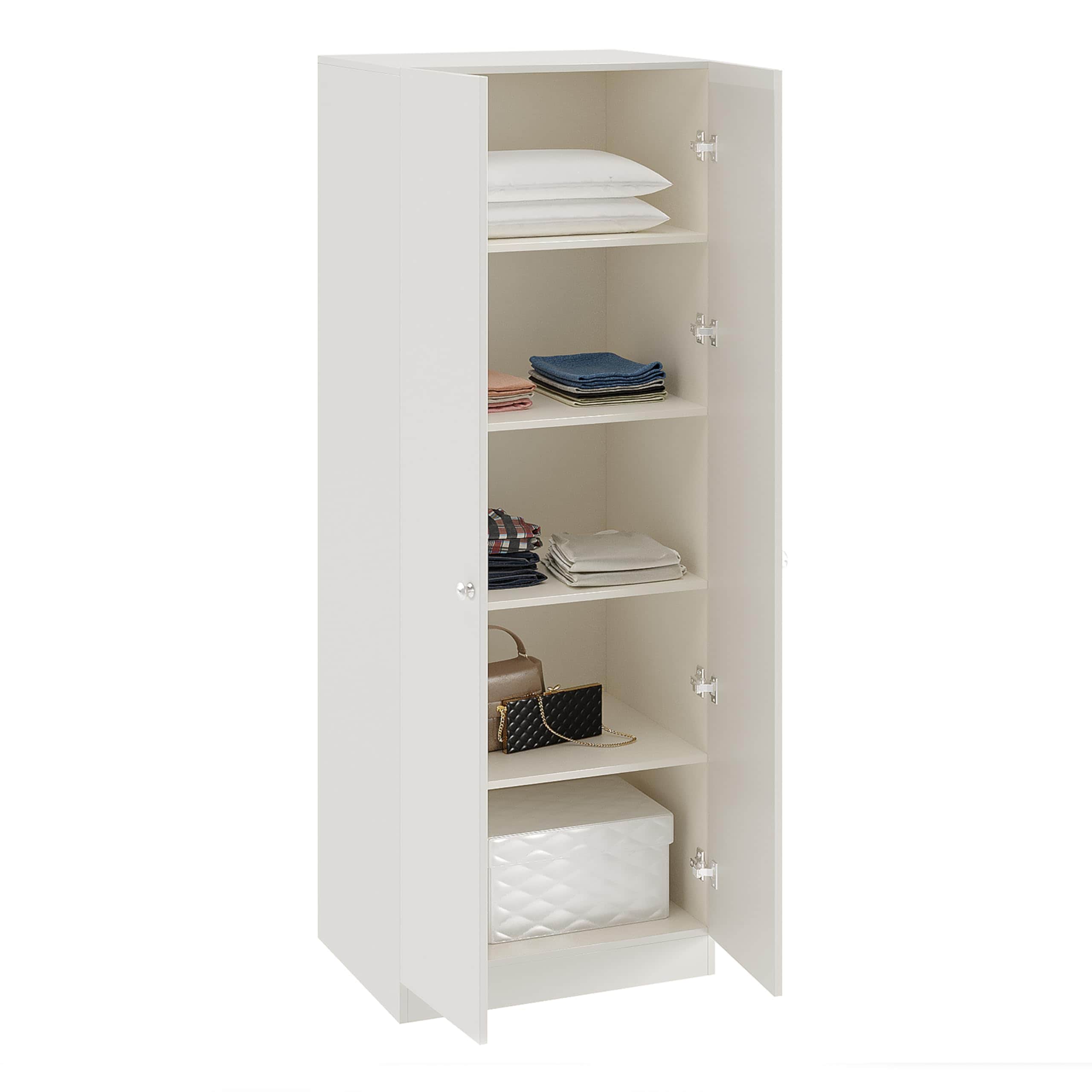 Fanciable Engineering Wood 2 Door Wardrobe Almirah for Clothes (White) - top_view