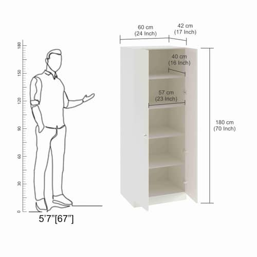 Fanciable Engineering Wood 2 Door Wardrobe Almirah for Clothes (White)