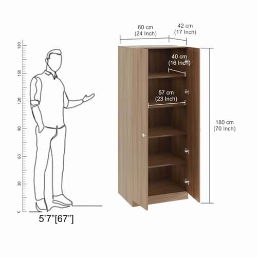 Fanciable Engineering Wood 2 Door Wardrobe Almirah for Clothes (Exotic Teak)