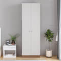 Fanciable Engineering Wood 2 Door Wardrobe Almirah for Clothes (Exotic Teak & White) - photo