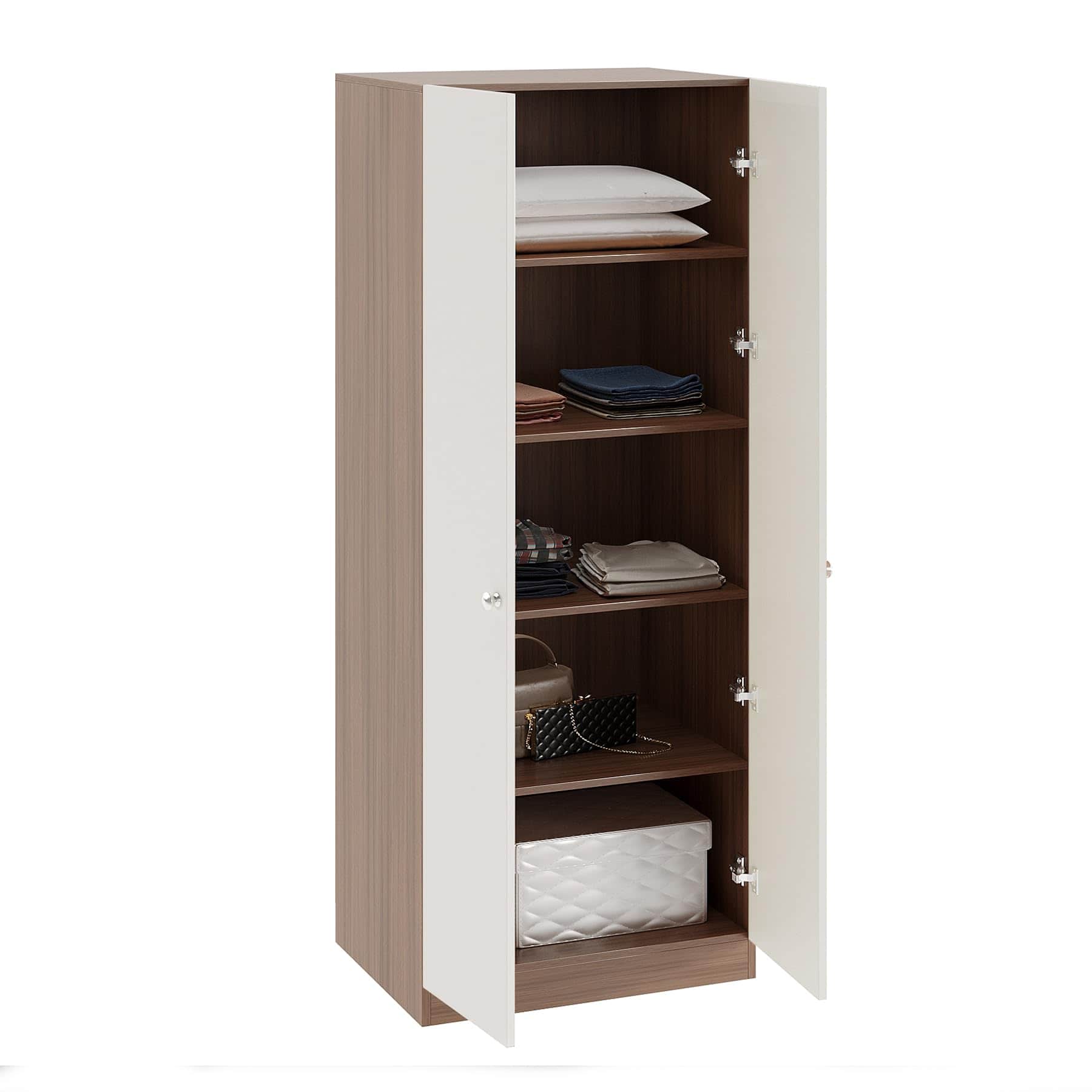 Fanciable Engineering Wood 2 Door Wardrobe Almirah for Clothes (Exotic Teak & White) - top_view