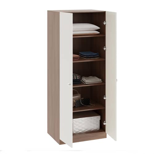 Fanciable Engineering Wood 2 Door Wardrobe Almirah for Clothes (Exotic Teak & White)