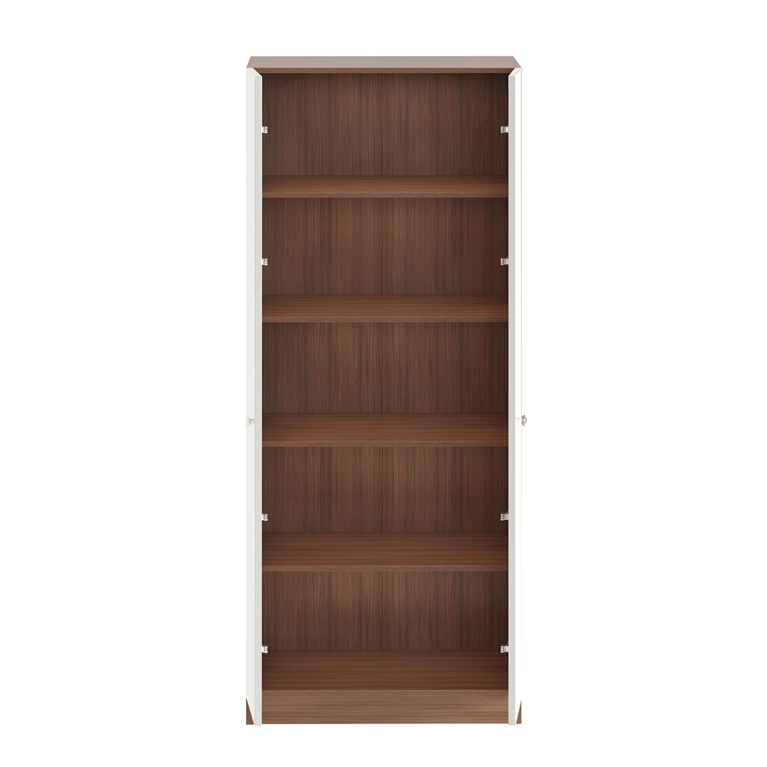 Fanciable Engineering Wood 2 Door Wardrobe Almirah for Clothes (Exotic Teak & White) - left_view