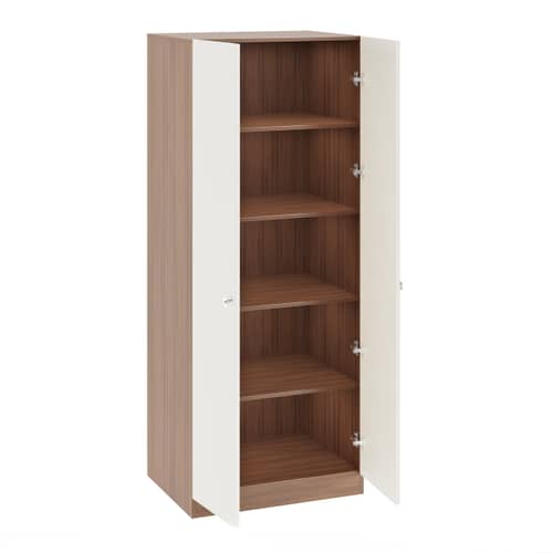 Fanciable Engineering Wood 2 Door Wardrobe Almirah for Clothes (Exotic Teak & White)
