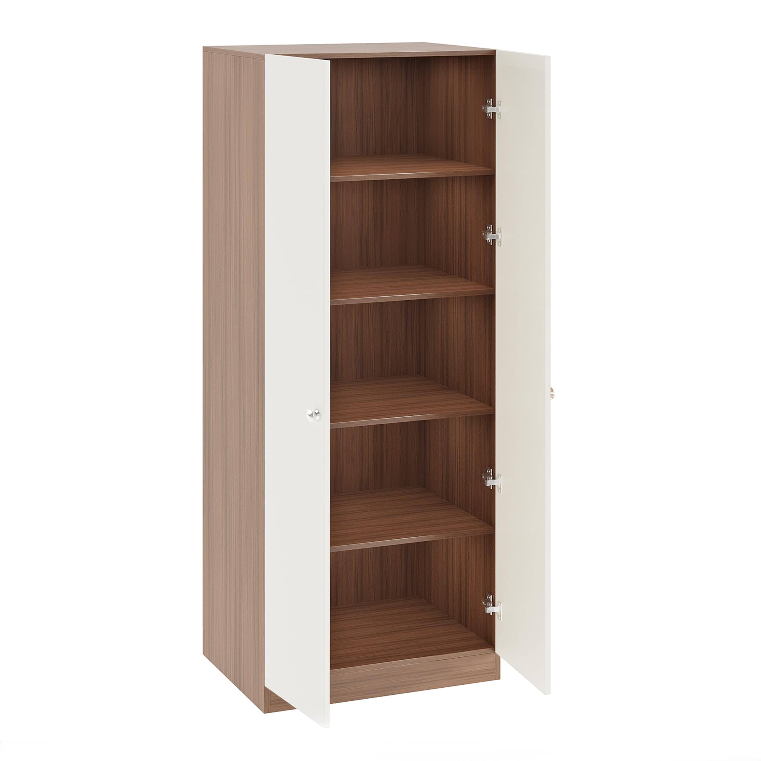 Fanciable Engineering Wood 2 Door Wardrobe Almirah for Clothes (Exotic Teak & White)
