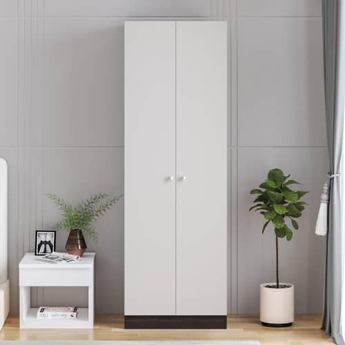 Fanciable Engineering Wood 2 Door Wardrobe Almirah for Clothes (Wenge & White)