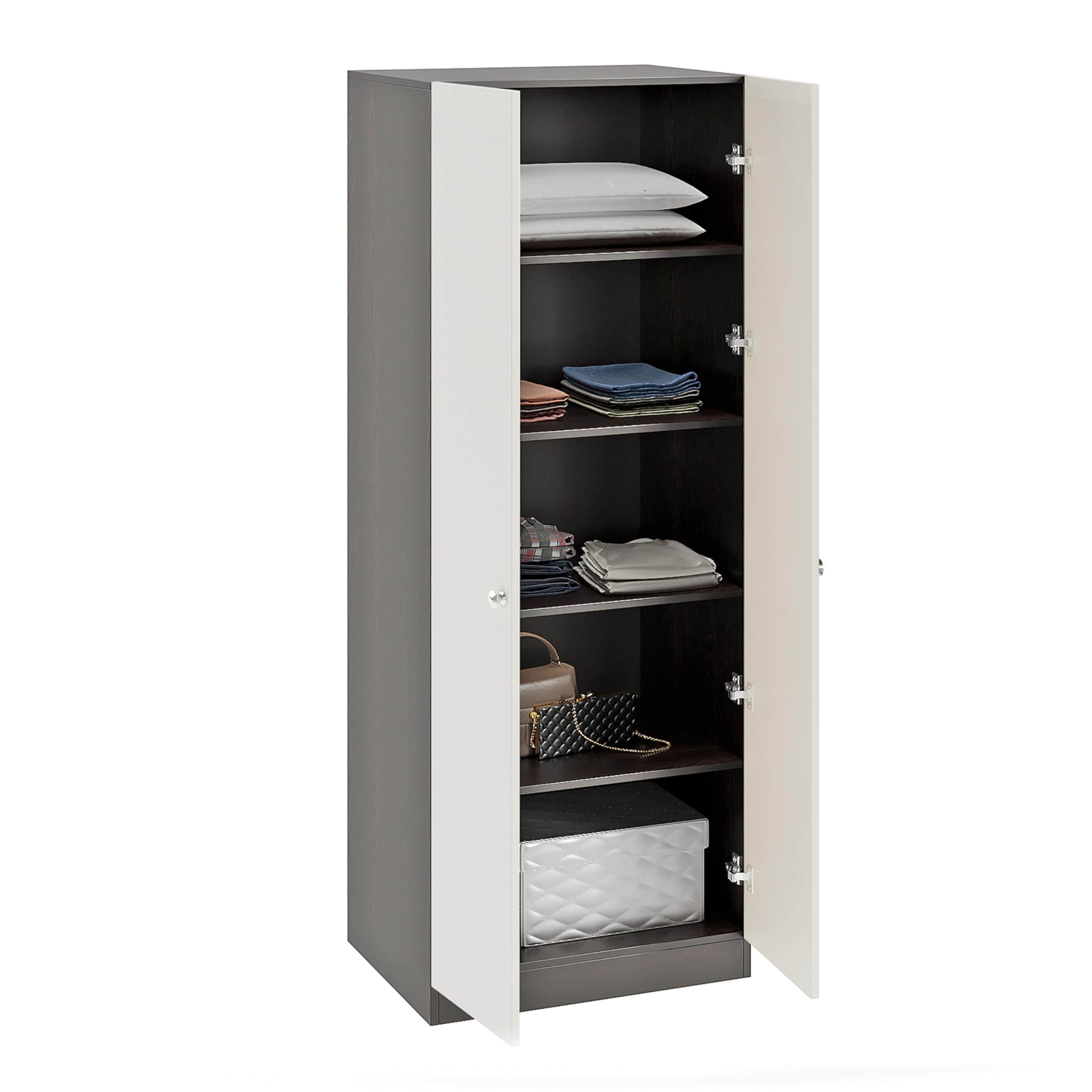 Fanciable Engineering Wood 2 Door Wardrobe Almirah for Clothes (Wenge & White) - top_view