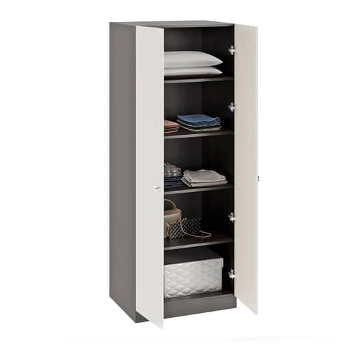 Fanciable Engineering Wood 2 Door Wardrobe Almirah for Clothes (Wenge & White)