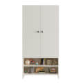 YSH Engineered Wood Wardrobe Almirah for Clothes with 2 Doors & Open Shoe Rack (White) - left_view