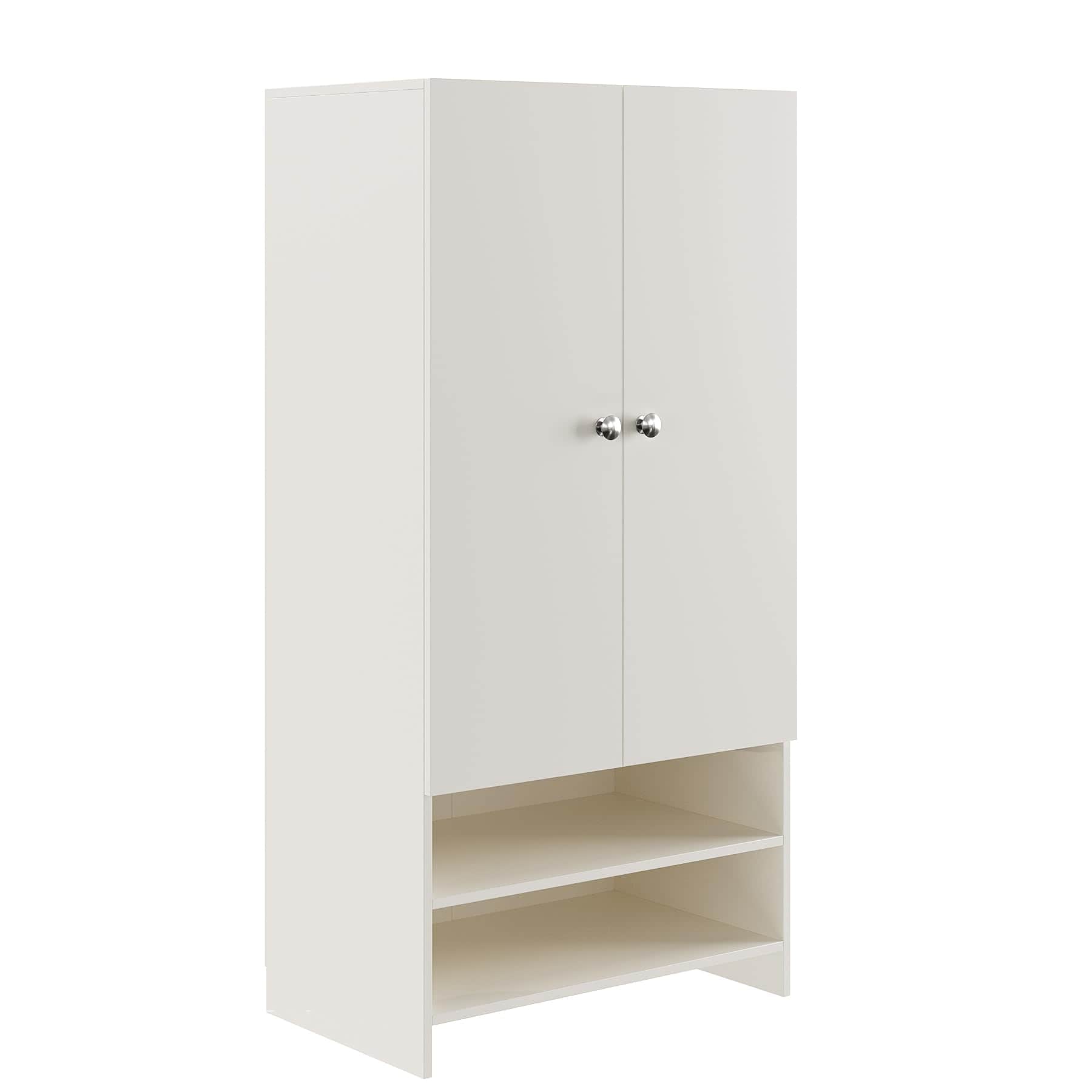 YSH Engineered Wood Wardrobe Almirah for Clothes with 2 Doors & Open Shoe Rack (White) - right_view