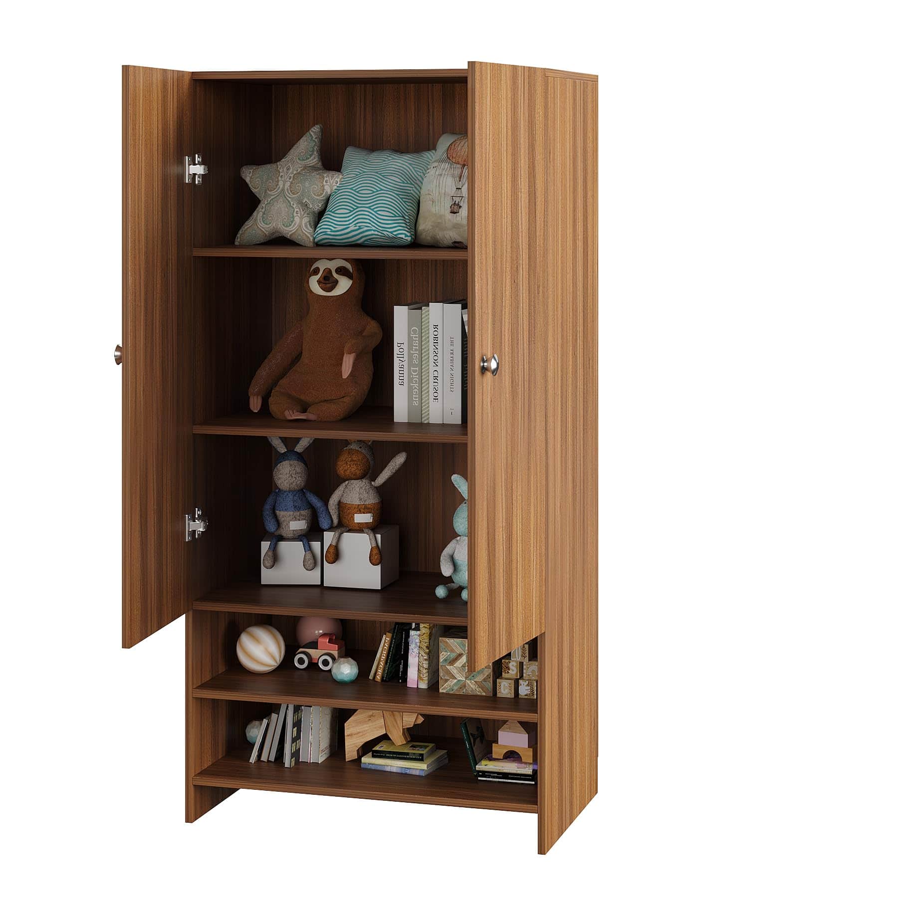 YSH Engineered Wood Wardrobe Almirah for Clothes with 2 Doors & Open Shoe Rack (Exotic Teak) - top_view