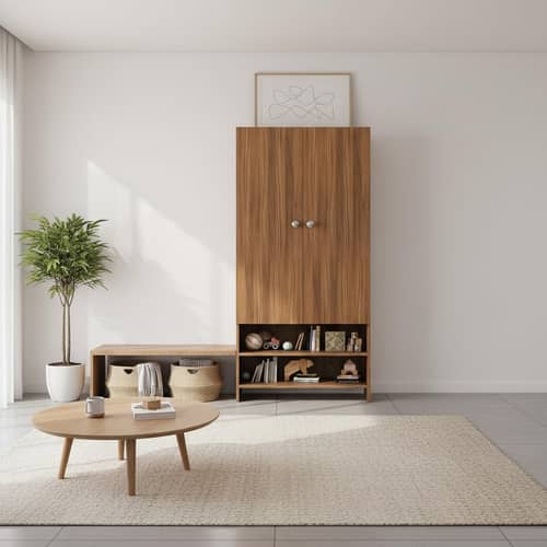YSH Engineered Wood Wardrobe Almirah for Clothes with 2 Doors & Open Shoe Rack (Exotic Teak)