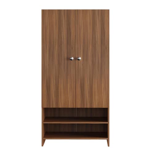 YSH Engineered Wood Wardrobe Almirah for Clothes with 2 Doors & Open Shoe Rack (Exotic Teak)