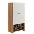 YSH Engineered Wood Wardrobe Almirah for Clothes with 2 Doors & Open Shoe Rack (Exotic Teak & White 2) - left_view