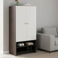 YSH Engineered Wood Wardrobe Almirah for Clothes with 2 Doors & Open Shoe Rack (Wenge & White) - photo