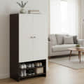 YSH Engineered Wood Wardrobe Almirah for Clothes with 2 Doors & Open Shoe Rack (Wenge & White) - front_view
