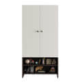 YSH Engineered Wood Wardrobe Almirah for Clothes with 2 Doors & Open Shoe Rack (Wenge & White) - left_view