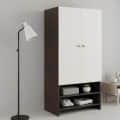 YSH Engineered Wood Wardrobe Almirah for Clothes with 2 Doors & Open Shoe Rack (Wenge & White) - right_view