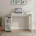 Austin Engineered Wood Study Table with Side Storage Shelves (White) - front_view