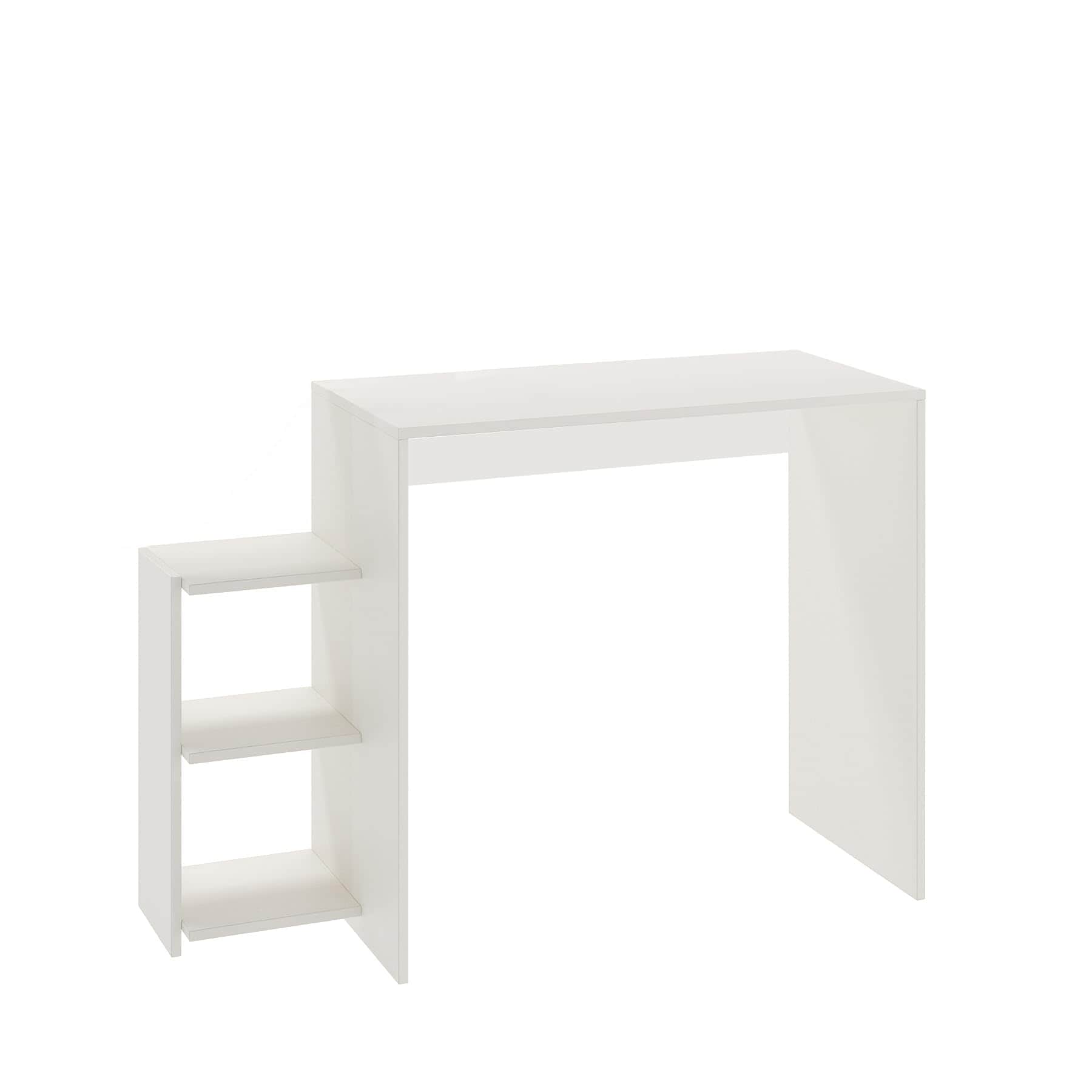 Austin Engineered Wood Study Table with Side Storage Shelves (White) - right_view