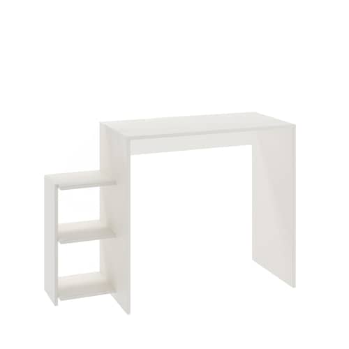 Austin Engineered Wood Study Table with Side Storage Shelves (White)