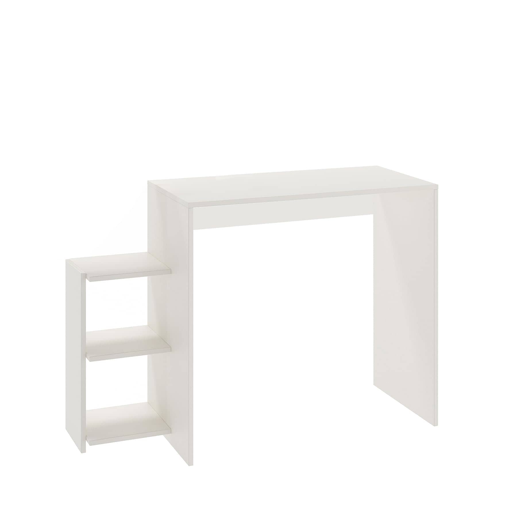 Austin Engineered Wood Study Table with Side Storage Shelves (White)