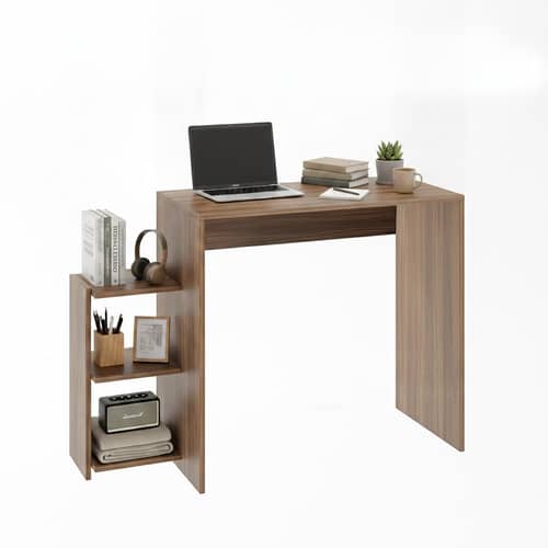 Austin Engineered Wood Study Table with Side Storage Shelves (Exotic Teak)