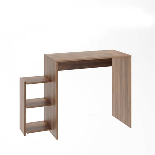 Austin Engineered Wood Study Table with Side Storage Shelves (Exotic Teak)