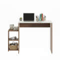 Austin Engineered Wood Study Table with Side Storage Shelves (Exotic Teak & White) - top_view